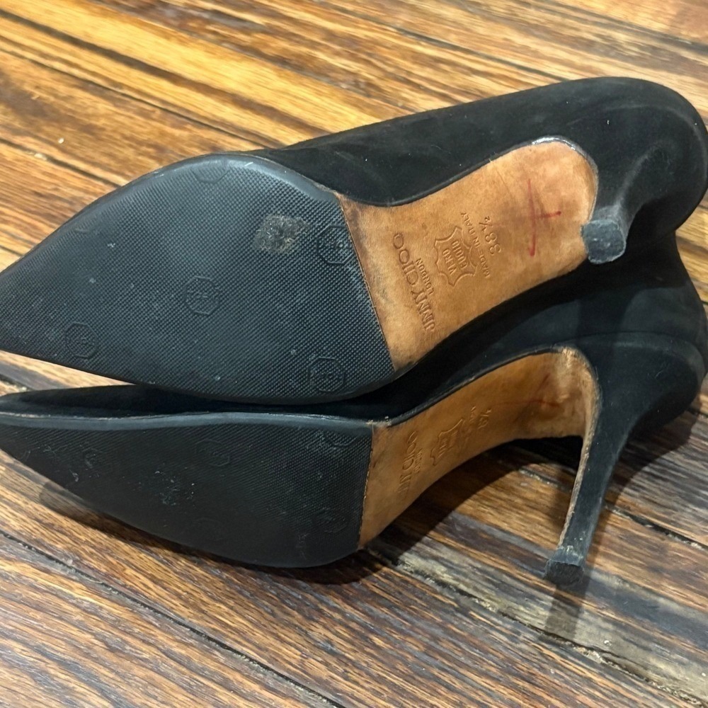 Jimmy Choo Black Suede Pointed Toe Stiletto Ankle Boots Booties Size 38.5 - Picture 11 of 14